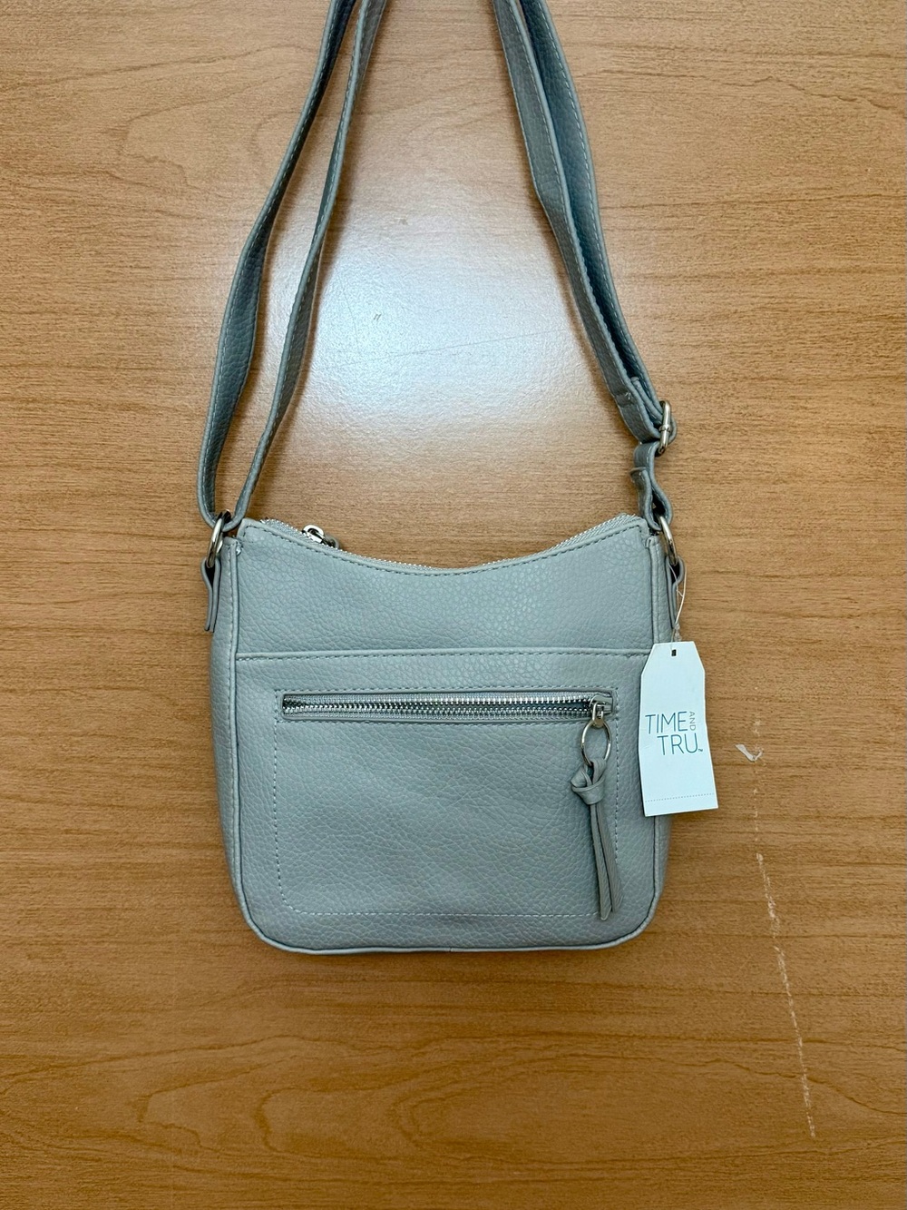 Time and Tru Gray Pebble Crossbody Bag